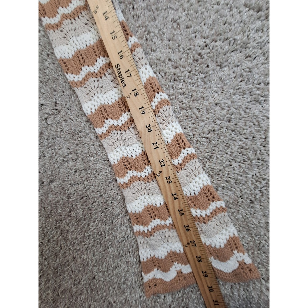 So Me Sweater Women M Multicolor Striped Crochet Knit Boho Scalloped Cropped - Picture 4 of 10